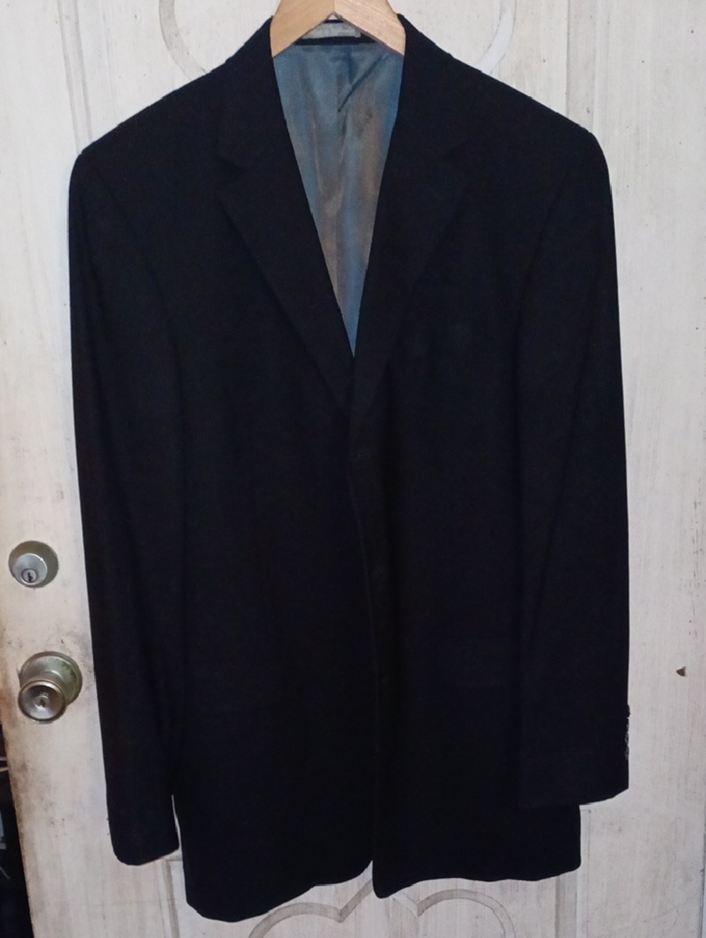 Oscar de la Renta Blue Lined Formal Black Jacket 42 L W34